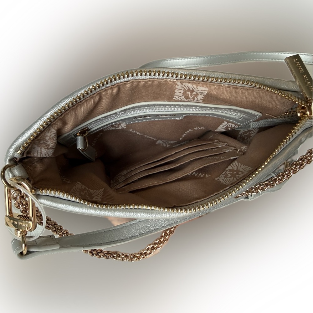 Anne Klein Silver Quilted Purse View 5